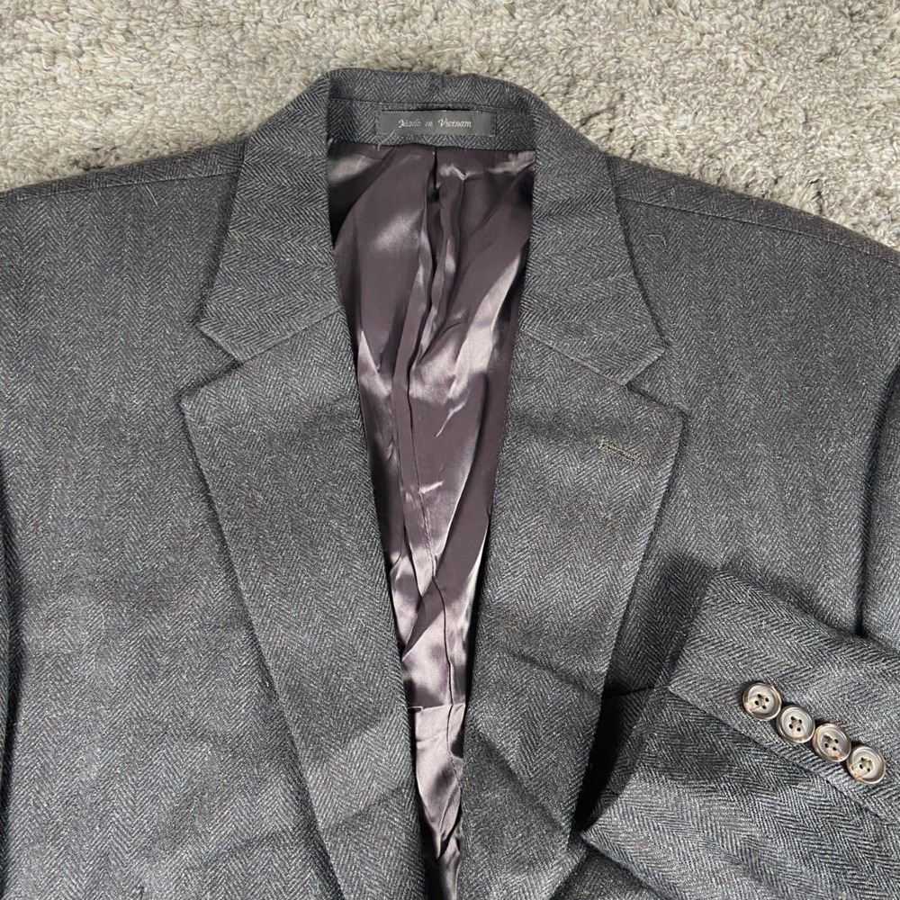 Lauren Ralph Lauren Herringbone Blazer Mens 42L Grey Wool Suit Jacket Sport Coat